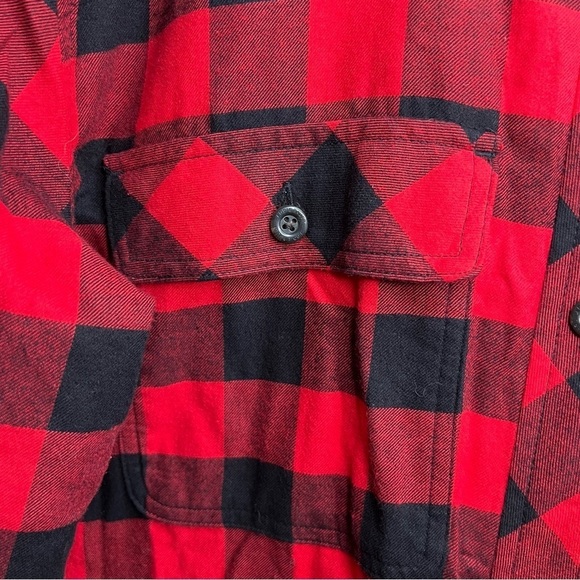 Eddie Bauer Women's Flannel Fleece Lined Button Up Shirt Red Black Plaid Size L - Picture 3 of 8